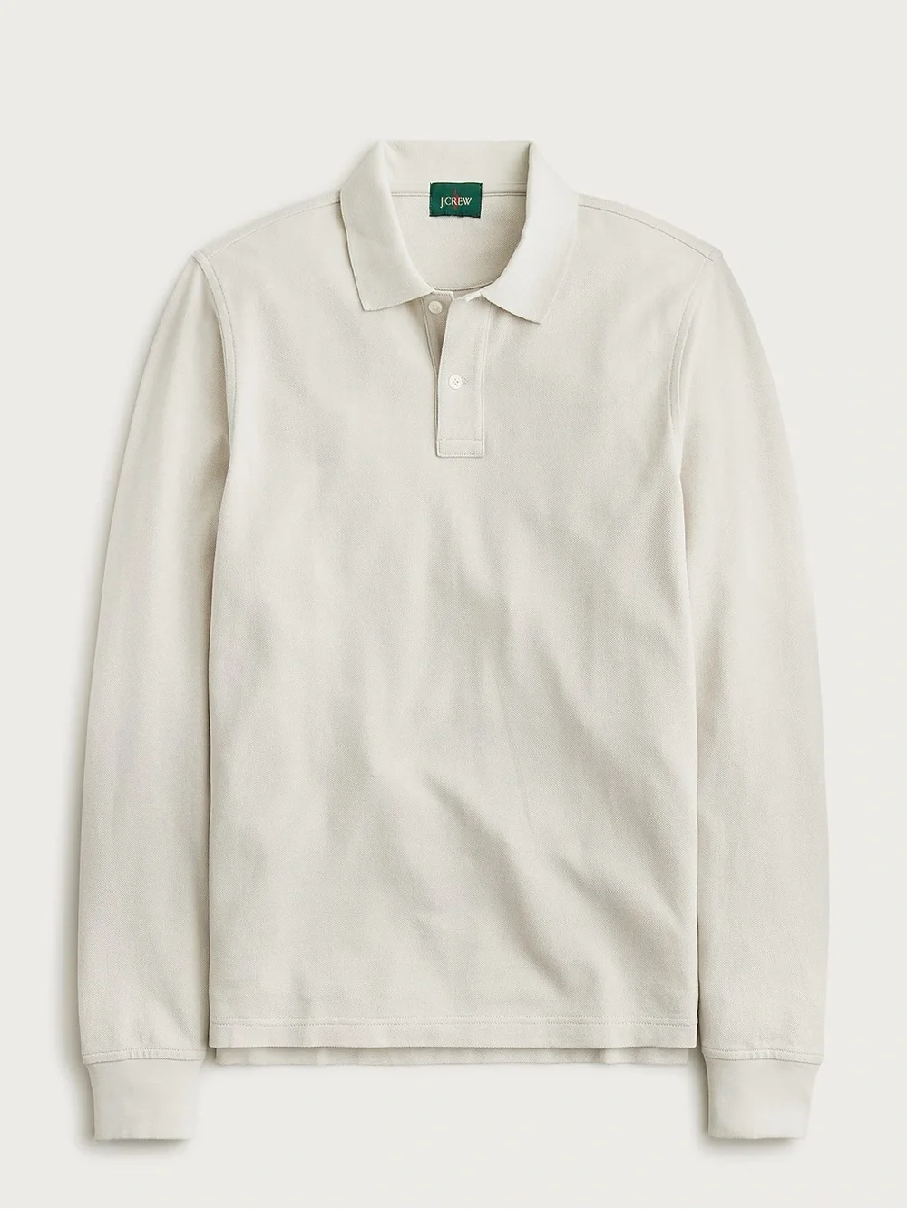 J. CREW Long-sleeve classic piqué polo shirt in Stone Size L NWD $89.50 BJ304